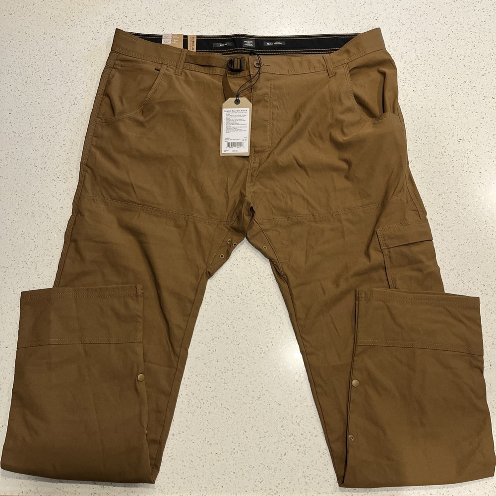 NEW Prana Brion II Pants 42/34 Stretch Slim Fit Tapered Cargo Sepia‎ Brown